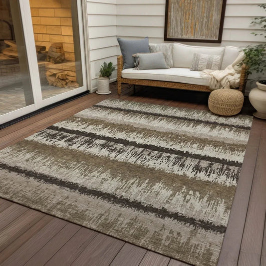 Nyelle Brown Washable Indoor-Outdoor Rug-Outdoor Rugs-LOOMLAN Rugs-LOOMLAN