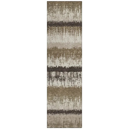 Nyelle Brown Washable Indoor-Outdoor Rug-Outdoor Rugs-LOOMLAN Rugs-2'3" x 7'6"-LOOMLAN