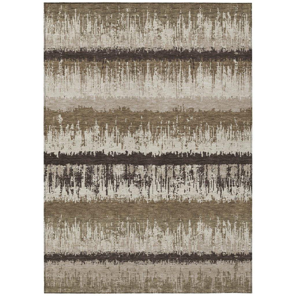 Nyelle Brown Washable Indoor-Outdoor Rug-Outdoor Rugs-LOOMLAN Rugs-2'6" x 3'10"-LOOMLAN