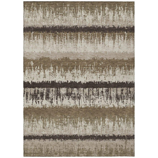 Nyelle Brown Washable Indoor-Outdoor Rug-Outdoor Rugs-LOOMLAN Rugs-2'6" x 3'10"-LOOMLAN