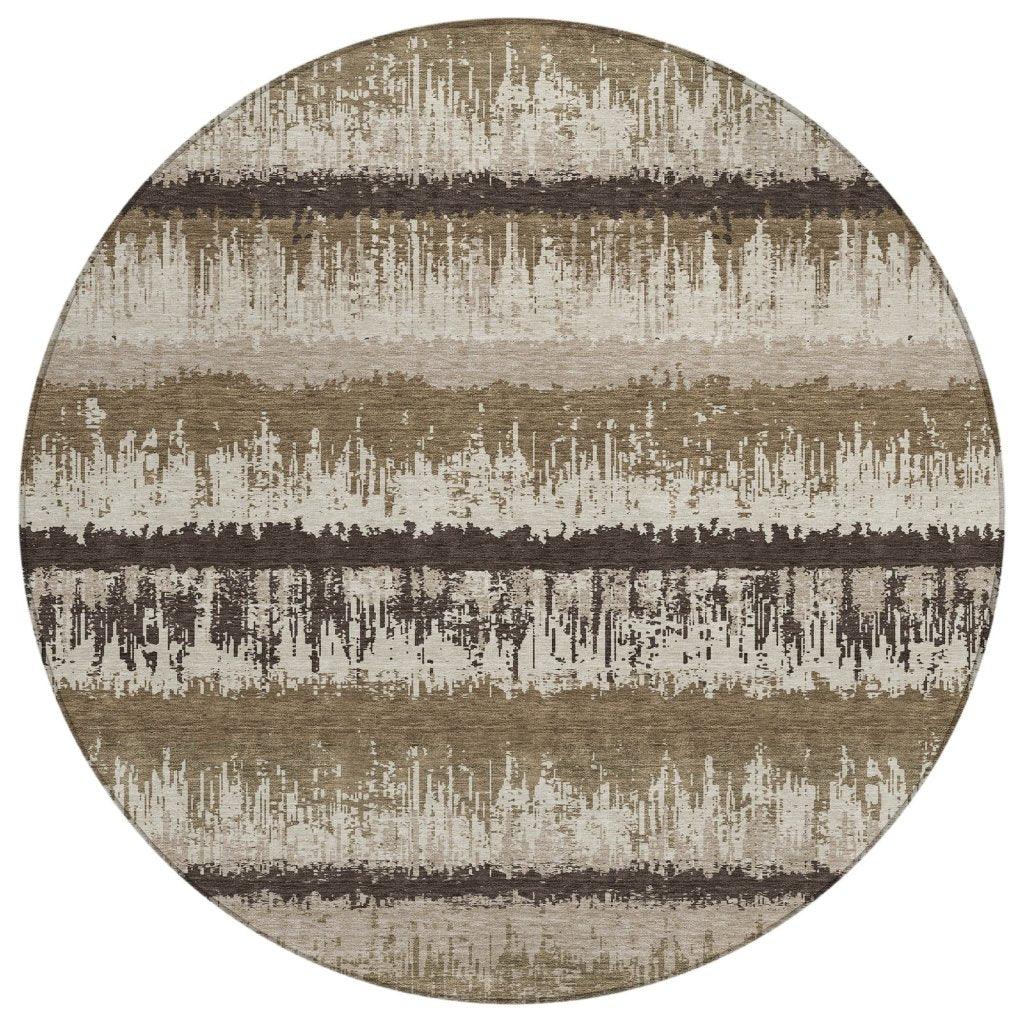 Nyelle Brown Washable Indoor-Outdoor Rug-Outdoor Rugs-LOOMLAN Rugs-8' x 8'-LOOMLAN