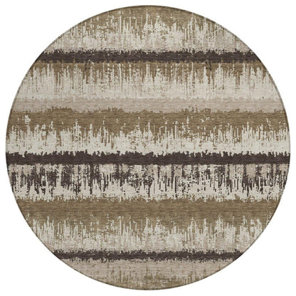 Nyelle Brown Washable Indoor-Outdoor Rug-Outdoor Rugs-LOOMLAN Rugs-8' x 8'-LOOMLAN