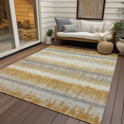 Nyelle Gold Washable Indoor-Outdoor Rug-Outdoor Rugs-LOOMLAN Rugs-LOOMLAN