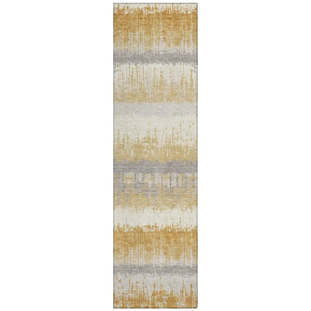 Nyelle Gold Washable Indoor-Outdoor Rug-Outdoor Rugs-LOOMLAN Rugs-2'3" x 7'6"-LOOMLAN