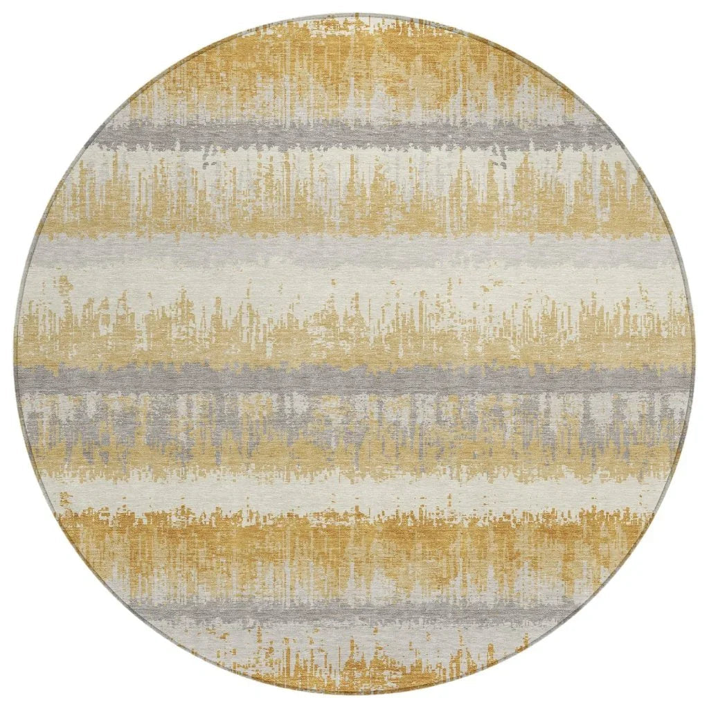 Nyelle Gold Washable Indoor-Outdoor Rug-Outdoor Rugs-LOOMLAN Rugs-8' x 8'-LOOMLAN