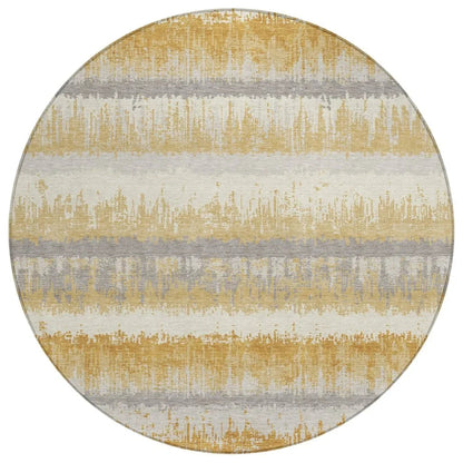 Nyelle Gold Washable Indoor-Outdoor Rug-Outdoor Rugs-LOOMLAN Rugs-8' x 8'-LOOMLAN