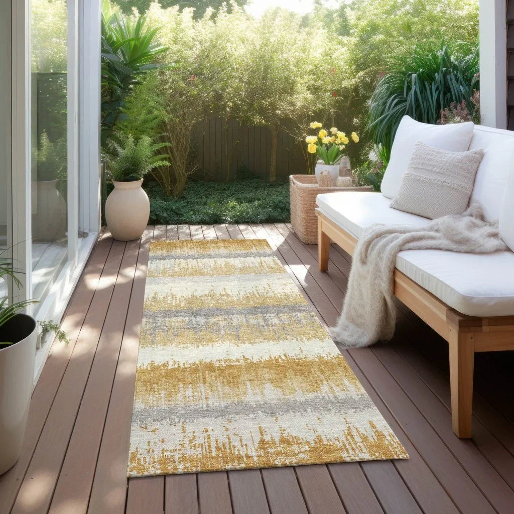 Nyelle Gold Washable Indoor-Outdoor Rug-Outdoor Rugs-LOOMLAN Rugs-LOOMLAN