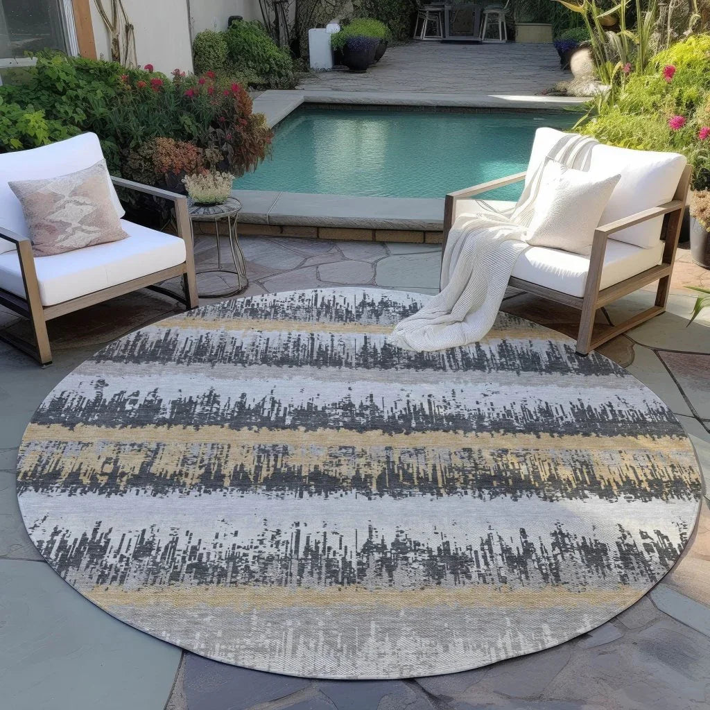 Nyelle Gray Washable Indoor-Outdoor Rug-Outdoor Rugs-LOOMLAN Rugs-LOOMLAN