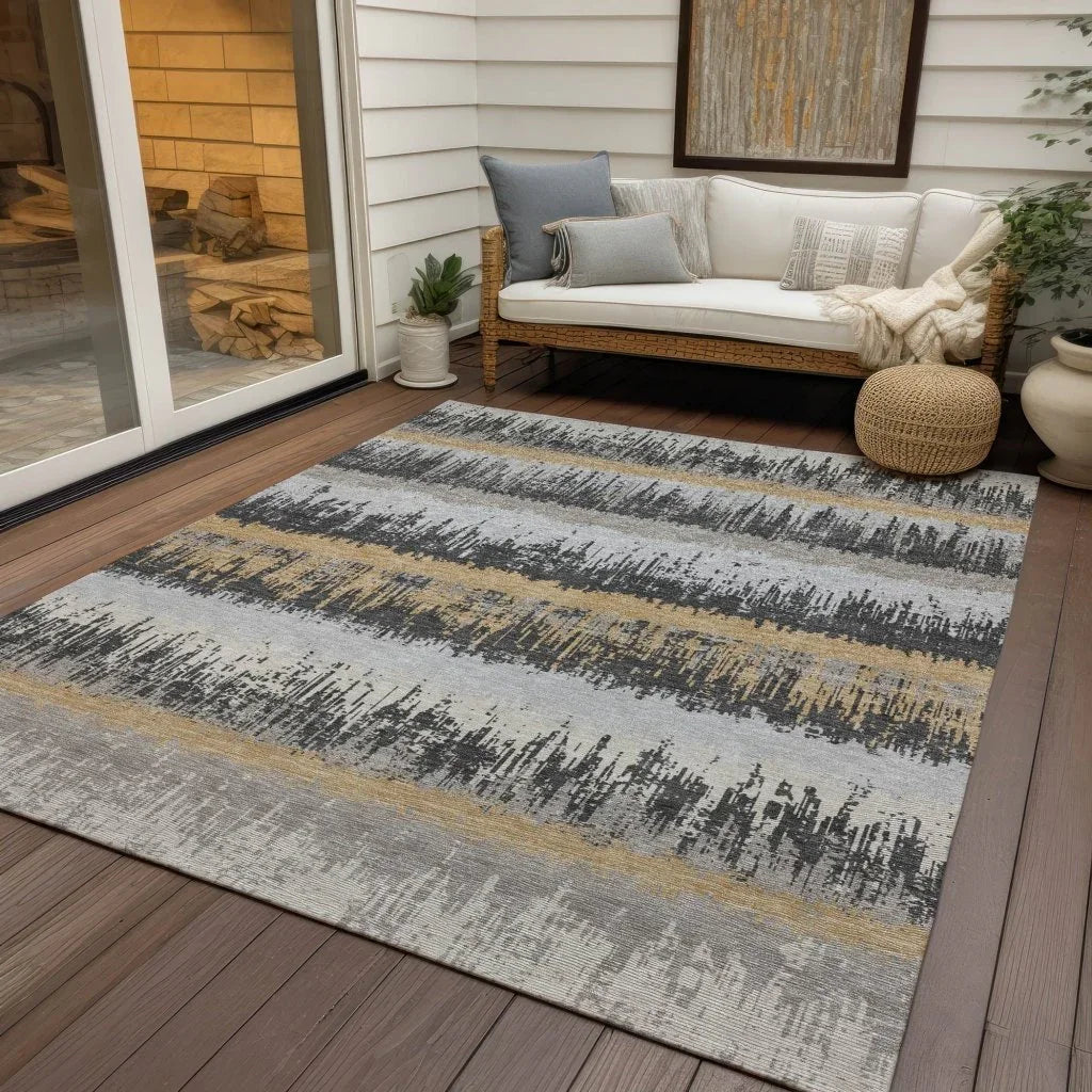 Nyelle Gray Washable Indoor-Outdoor Rug-Outdoor Rugs-LOOMLAN Rugs-LOOMLAN