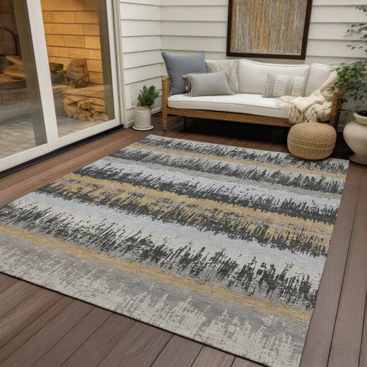 Nyelle Gray Washable Indoor-Outdoor Rug-Outdoor Rugs-LOOMLAN Rugs-LOOMLAN