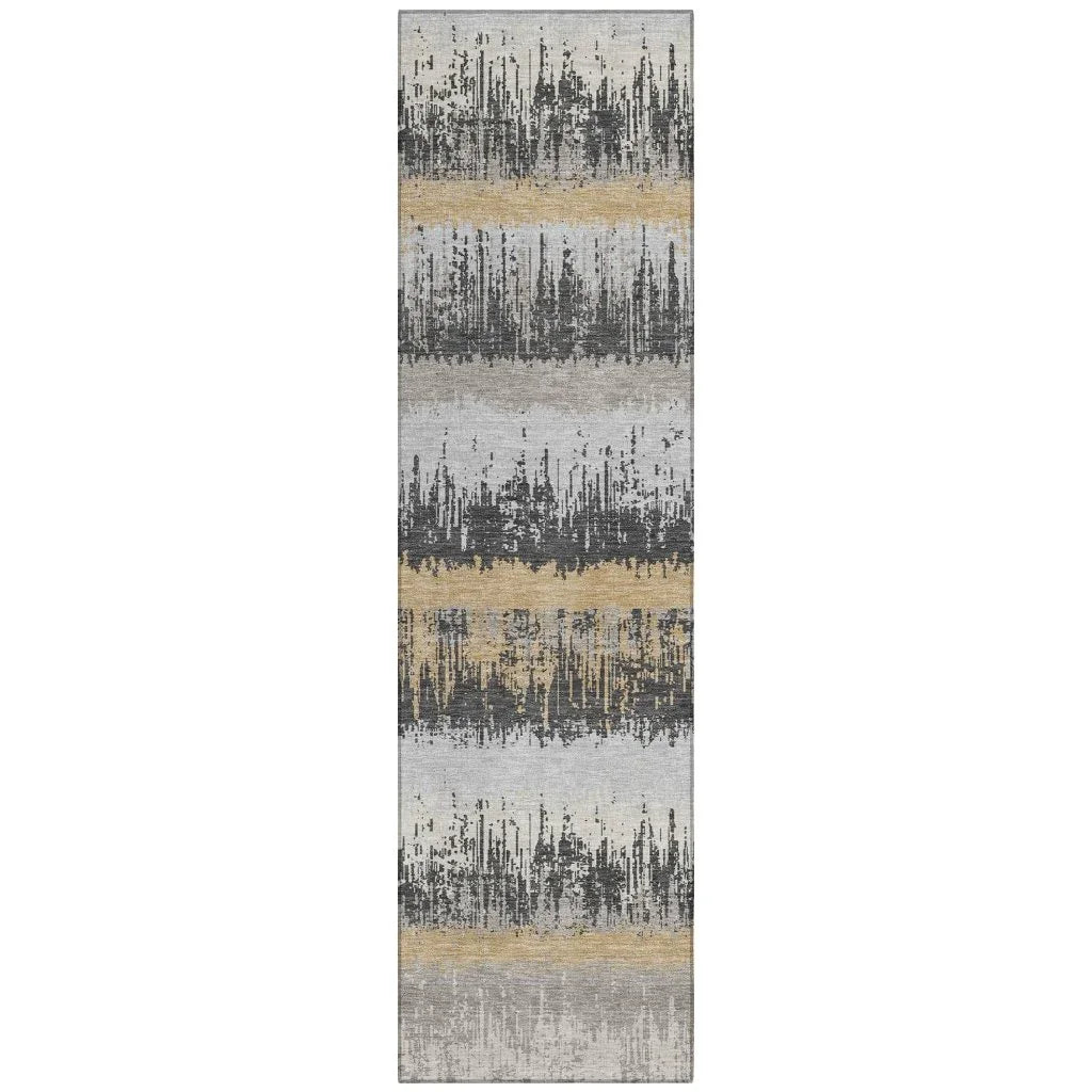 Nyelle Gray Washable Indoor-Outdoor Rug-Outdoor Rugs-LOOMLAN Rugs-2'3" x 7'6"-LOOMLAN