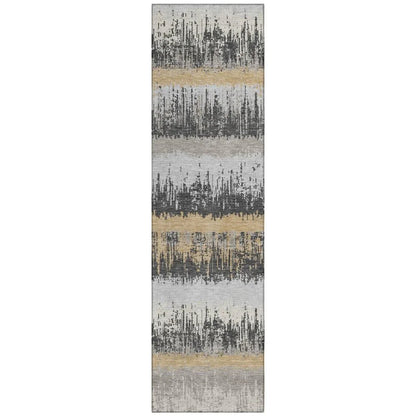 Nyelle Gray Washable Indoor-Outdoor Rug-Outdoor Rugs-LOOMLAN Rugs-2'3" x 7'6"-LOOMLAN