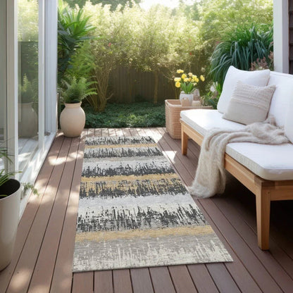 Nyelle Gray Washable Indoor-Outdoor Rug-Outdoor Rugs-LOOMLAN Rugs-LOOMLAN