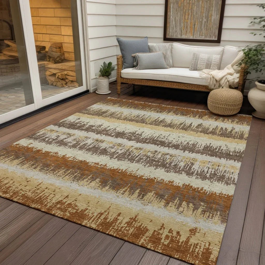 Nyelle Mocha Washable Indoor-Outdoor Rug-Outdoor Rugs-LOOMLAN Rugs-LOOMLAN