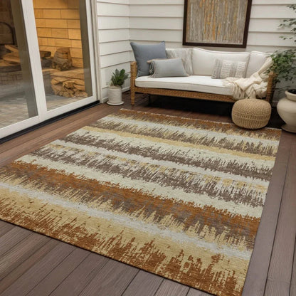 Nyelle Mocha Washable Indoor-Outdoor Rug-Outdoor Rugs-LOOMLAN Rugs-LOOMLAN