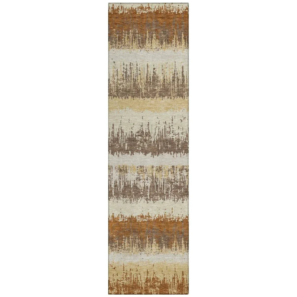 Nyelle Mocha Washable Indoor-Outdoor Rug-Outdoor Rugs-LOOMLAN Rugs-2'3" x 7'6"-LOOMLAN