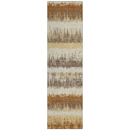 Nyelle Mocha Washable Indoor-Outdoor Rug-Outdoor Rugs-LOOMLAN Rugs-2'3" x 7'6"-LOOMLAN