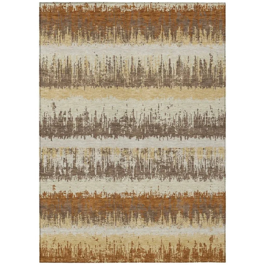 Nyelle Mocha Washable Indoor-Outdoor Rug-Outdoor Rugs-LOOMLAN Rugs-2'6" x 3'10"-LOOMLAN