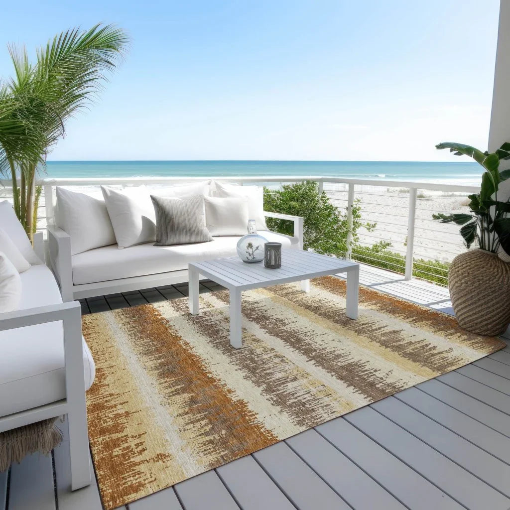 Nyelle Mocha Washable Indoor-Outdoor Rug-Outdoor Rugs-LOOMLAN Rugs-LOOMLAN