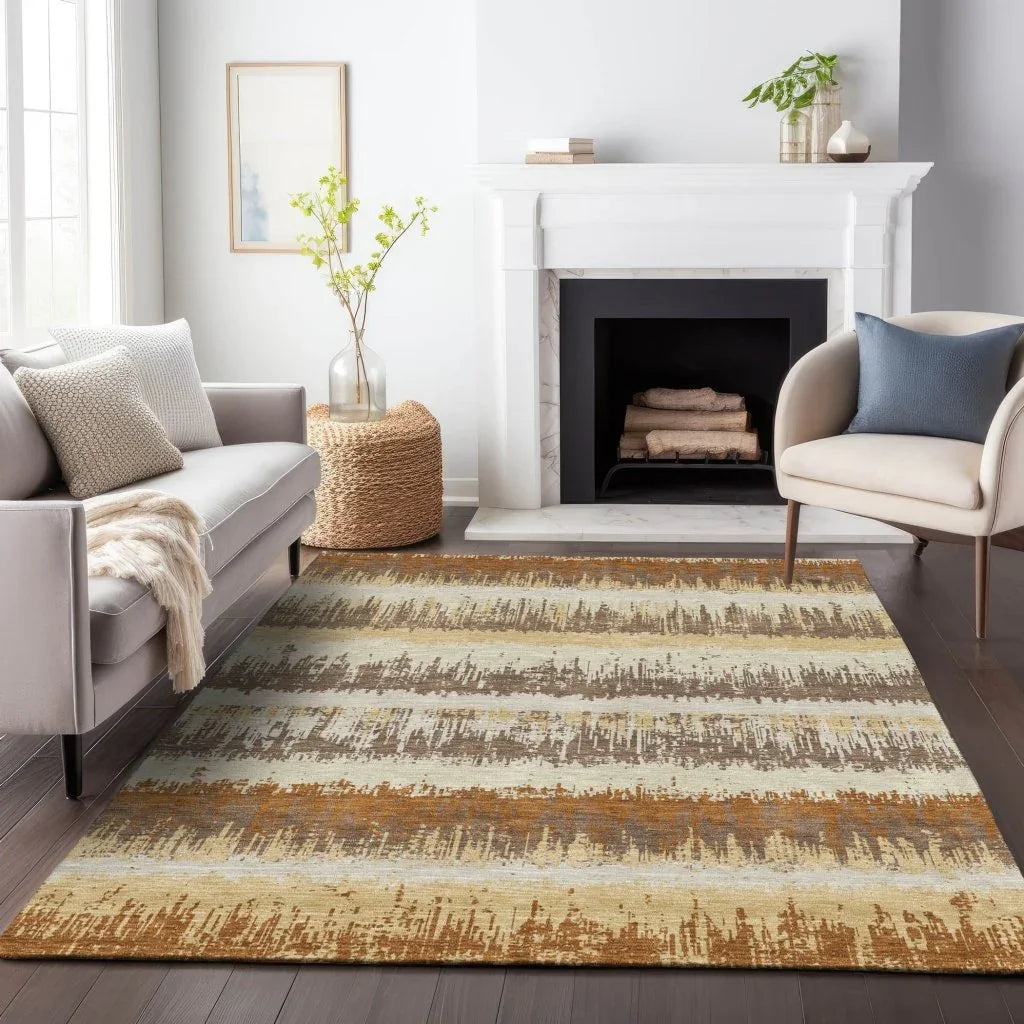 Nyelle Mocha Washable Indoor-Outdoor Rug-Outdoor Rugs-LOOMLAN Rugs-LOOMLAN