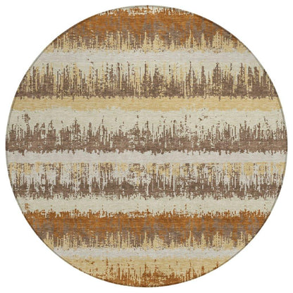 Nyelle Mocha Washable Indoor-Outdoor Rug-Outdoor Rugs-LOOMLAN Rugs-8' x 8'-LOOMLAN