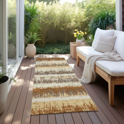 Nyelle Mocha Washable Indoor-Outdoor Rug-Outdoor Rugs-LOOMLAN Rugs-LOOMLAN
