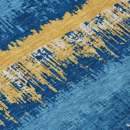 Nyelle Navy Washable Indoor-Outdoor Rug-Outdoor Rugs-LOOMLAN Rugs-LOOMLAN