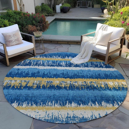 Nyelle Navy Washable Indoor-Outdoor Rug-Outdoor Rugs-LOOMLAN Rugs-LOOMLAN