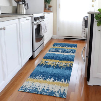 Nyelle Navy Washable Indoor-Outdoor Rug-Outdoor Rugs-LOOMLAN Rugs-LOOMLAN