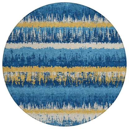 Nyelle Navy Washable Indoor-Outdoor Rug-Outdoor Rugs-LOOMLAN Rugs-8' x 8'-LOOMLAN