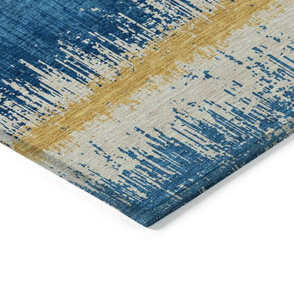 Nyelle Navy Washable Indoor-Outdoor Rug-Outdoor Rugs-LOOMLAN Rugs-LOOMLAN