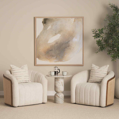 Nylah Solid Pink Marble Round Accent Table