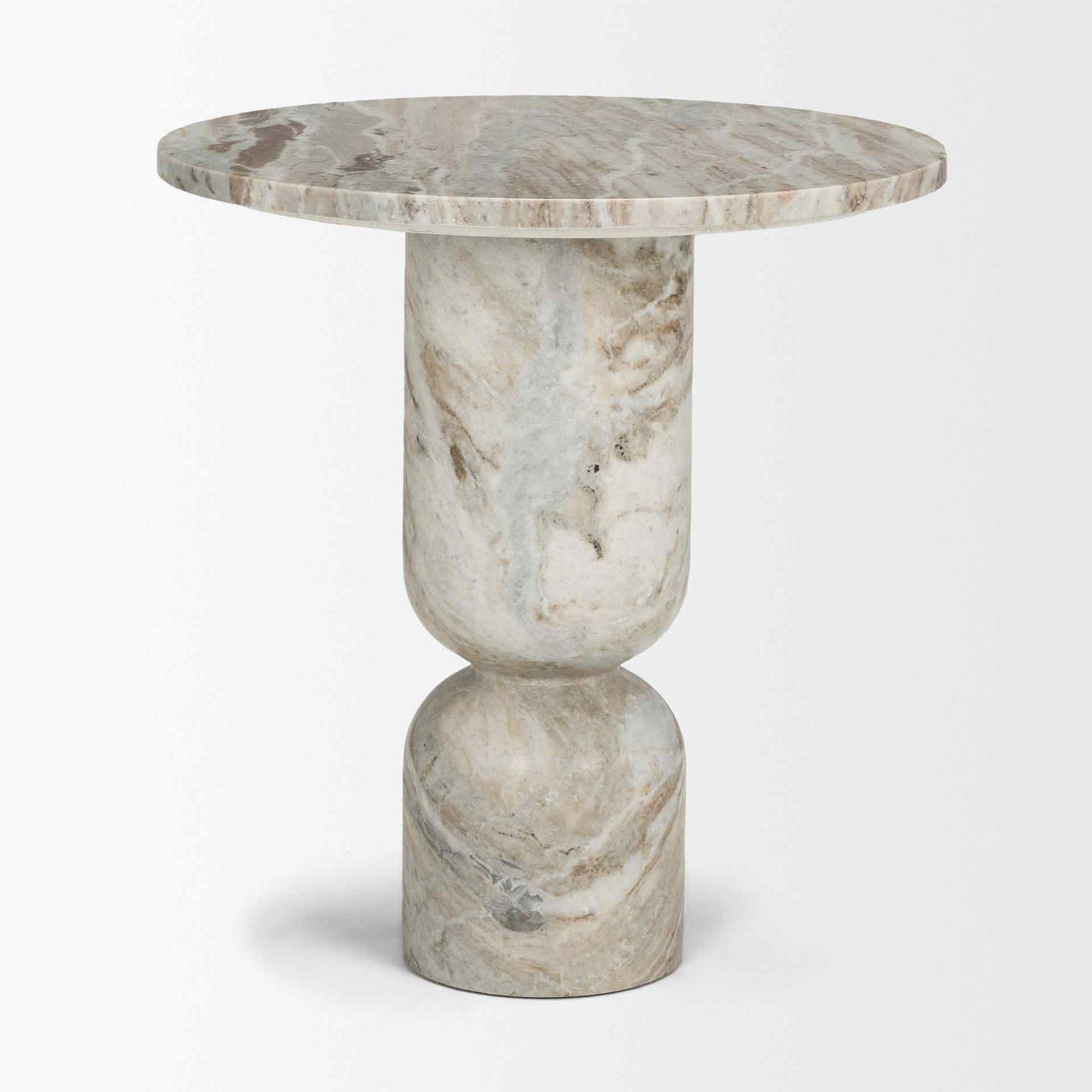 Nylah Solid Pink Marble Round Accent Table