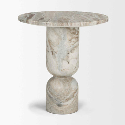 Nylah Solid Pink Marble Round Accent Table