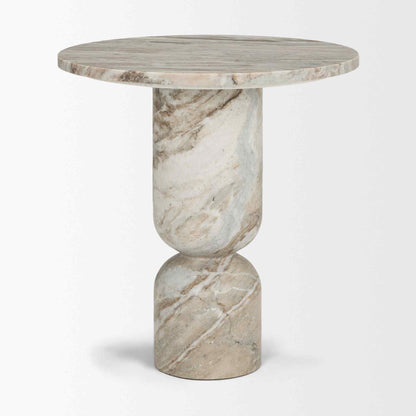 Nylah Solid Pink Marble Round Accent Table