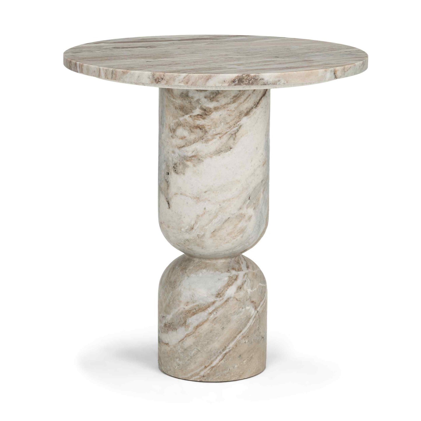 Nylah Solid Pink Marble Round Accent Table