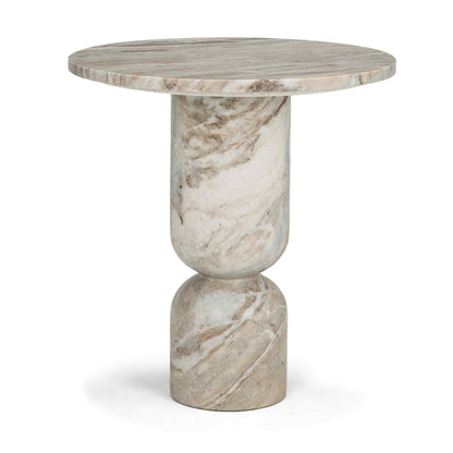 Nylah Solid Pink Marble Round Accent Table