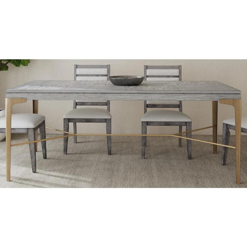 Nylah Steel & Wood Grey Rectangular Dining Table-Dining Tables-Bassett Mirror-LOOMLAN