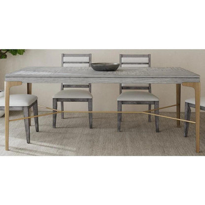 Nylah Steel & Wood Grey Rectangular Dining Table-Dining Tables-Bassett Mirror-LOOMLAN