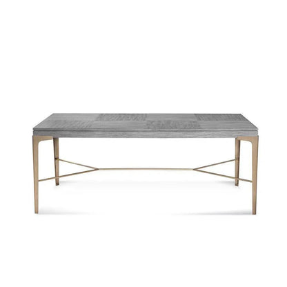 Nylah Steel & Wood Grey Rectangular Dining Table-Dining Tables-Bassett Mirror-LOOMLAN