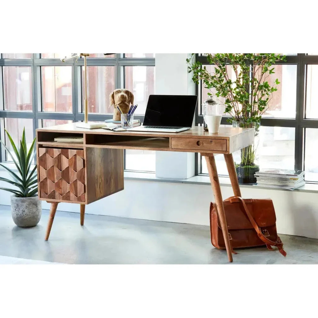O2 Home Office Desk Brown Mid-Century-Home Office Desks-Moe's Home-LOOMLAN