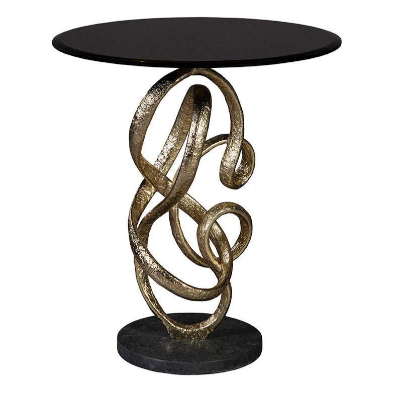 O'Conner Dark Granite Topped Round End Table - LOOMLAN - Furniture Classics - Side Tables