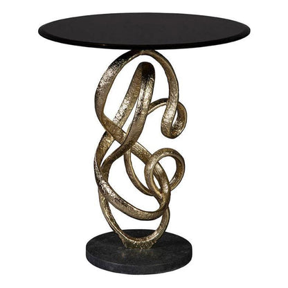 O'Conner Dark Granite Topped Round End Table - LOOMLAN - Furniture Classics - Side Tables