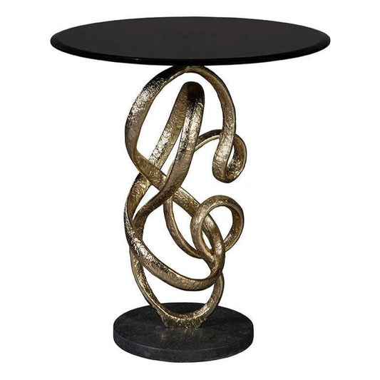 O'Conner Dark Granite Topped Round End Table - LOOMLAN - Furniture Classics - Side Tables