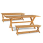 Oakville Teak Rectangular Patio Picnic Dining Set 3PC-Outdoor Dining Sets-HiTeak-LOOMLAN