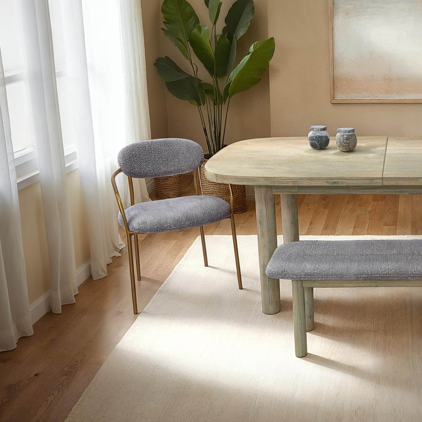 Oasis Grey Fabric Dining Arm Chair (Set of 2)