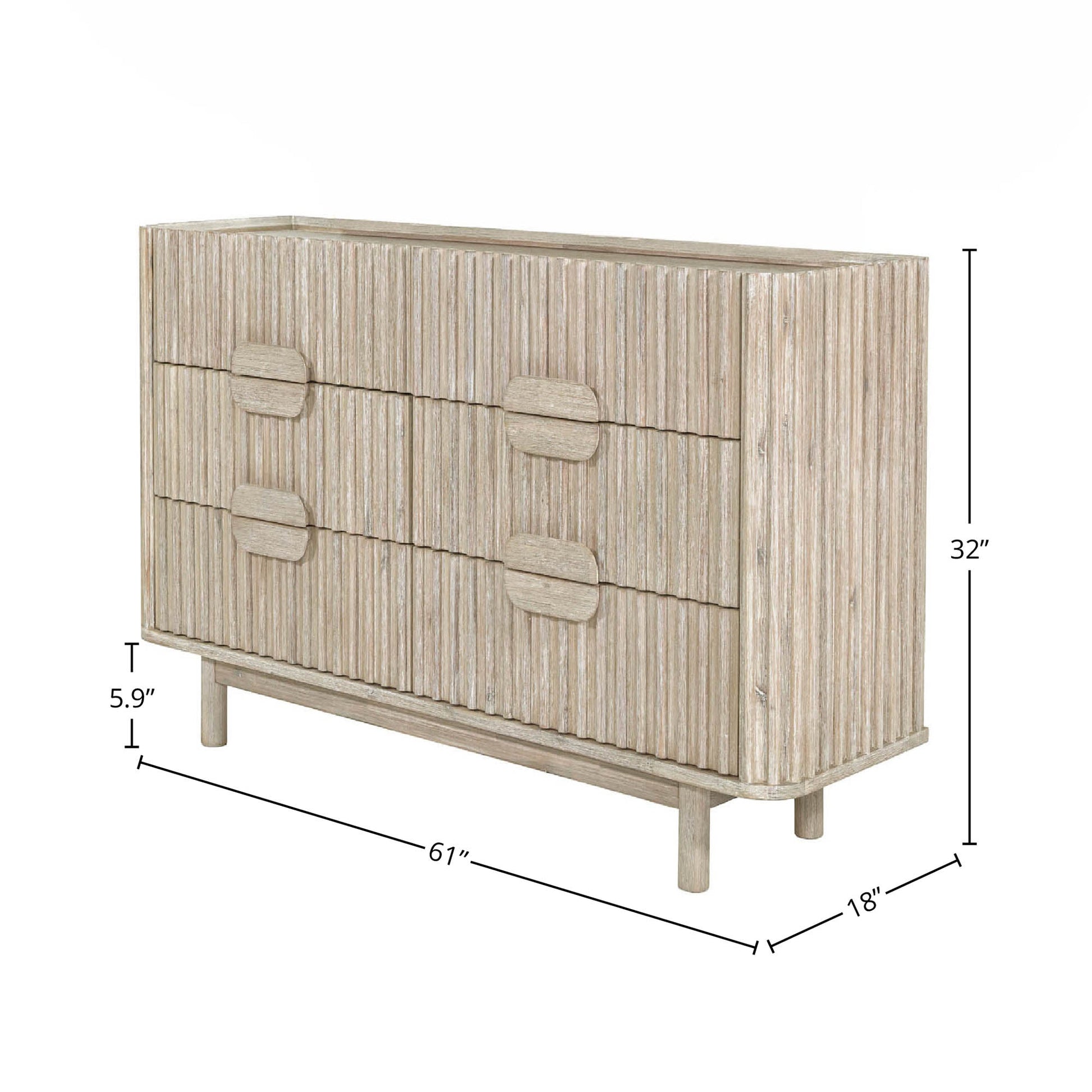 Oasis Six Drawers Wood Dresser-Dressers-LH Imports-LOOMLAN