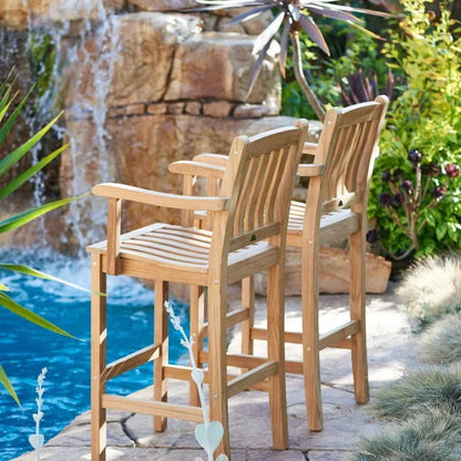 Oasis Teak Outdoor Bar Chair Sustainable-Outdoor Bar Stools-HiTeak-LOOMLAN