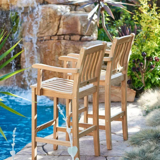 Oasis Teak Outdoor Bar Chair Sustainable-Outdoor Bar Stools-HiTeak-LOOMLAN