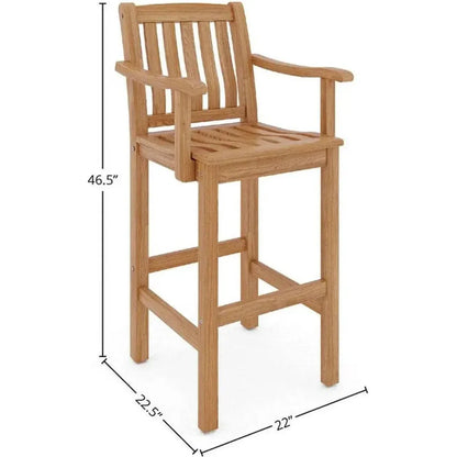 Oasis Teak Outdoor Bar Chair Sustainable-Outdoor Bar Stools-HiTeak-LOOMLAN